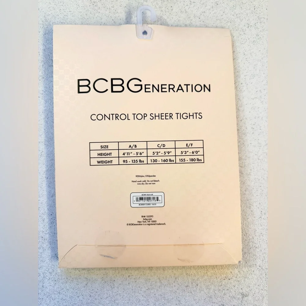 BCBGeneration Black Control Top Sheer Tights